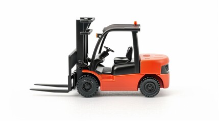 Naklejka premium A toy forklift isolated on a white background, showcasing realistic features.