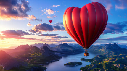 Fototapeta premium Valentine's Ascent, Sky High Romance