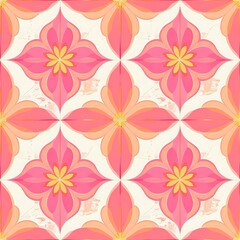 Obraz premium Vibrant Geometric Coral Pink Floral Seamless Pattern Design