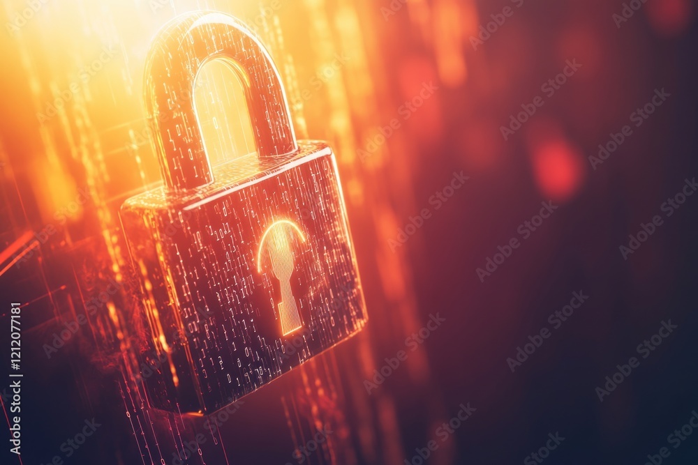 Poster A golden padlock on a dark background, perfect for use in secure data storage or encryption concepts