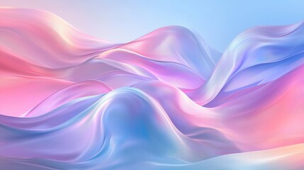 Soft Flowing Abstract Waves in Pastel Colors with Smooth Gradients and Light Reflection, Perfect for Backgrounds or Artistic Projects