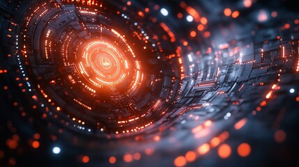 Obraz premium Cybernetic Core: Digital Frontier's Glowing Enigma