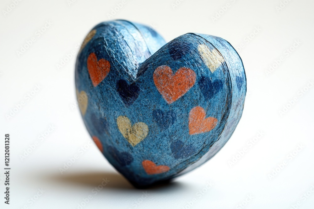 Poster A heart-shaped object sits on a white surface, ideal for use in decorative or design contexts