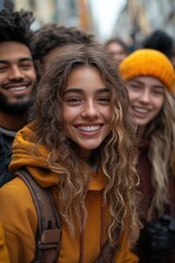 Fototapeta premium Group of young adults standing together, possibly friends or family