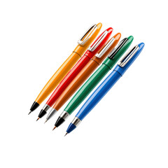 Fototapeta premium Five Colorful Pens Arranged in a Diagonal Line on a White Background