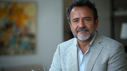 Naklejka premium Portrait of a Confident Mature Man in a Stylish Blazer