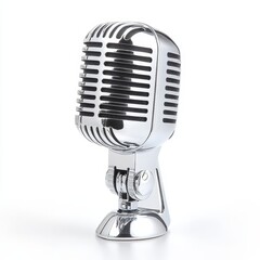 Fototapeta premium Professional Microphone Isolated on a White Background. Sleek Design and High-Quality Sound Equipment for Music, Broadcasting, and Audio Production Concepts.
