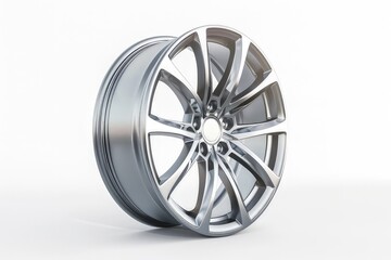 A sleek, modern alloy wheel showcasing intricate design for automotive applications. isolated on white background