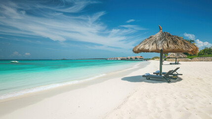 beach with palm trees, vacation