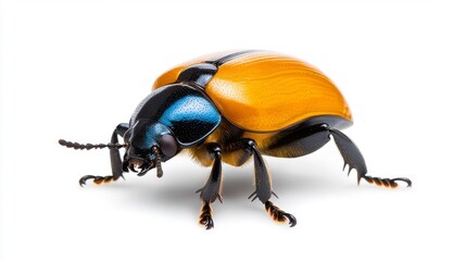 Fototapeta premium Dung Beetle Isolated on a White Backdrop. Generative AI