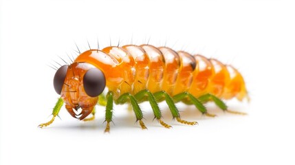 Obraz premium Crane Fly Larvae Close-Up on White. Generative AI