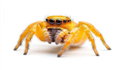 Exquisite Macro Photography of Jumping Spider on White. Generative AI