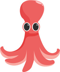 Red octopus cartoon character swimming underwater, perfect for children's books, educational materials, or any project needing a cute and friendly sea creature