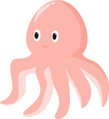 Cartoon illustration of a pink octopus swimming in the ocean