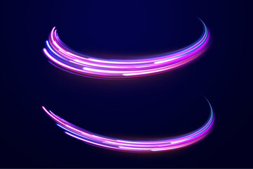 Neon color glowing lines background, Glowing wave swirl, impulse cable lines. High-speed light trails effect. Futuristic dynamic motion technology. Png, neon, line, blur, beam, ray, abstract, energy, 