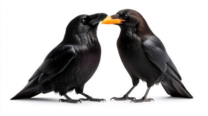 Fototapeta premium Two Ravens Interacting. Generative AI