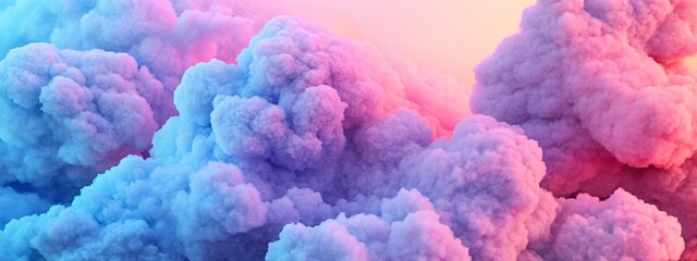 Fototapeta premium Dreamy Sunset Sky with Colorful Fantasy Clouds in Pink and Blue Hues, Radiating Warmth and Serenity. Ethereal Scene Perfect for Imagination, Tranquility, and Nature's Beauty Concepts.