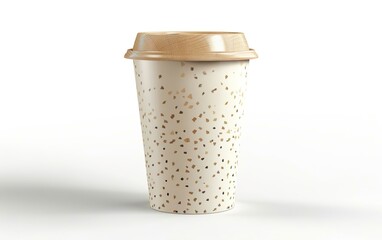 Biodegradable cup mockup isolated on white background. Compostable, eco friendly materials concept, conscious, sustainable, organic, natural, green, renewable, environmentally safe, decomposable