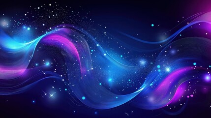 Obraz premium Abstract Waves of Light in Vibrant Colors with a Starry Background Representing Energy, Motion, and Dynamic Flow for Creative Projects and Visual Designs