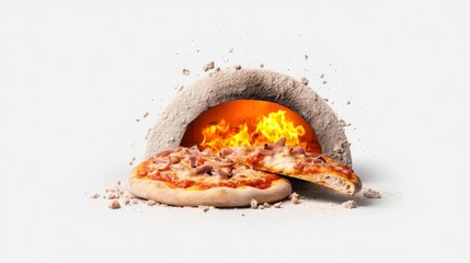 Freshly Baked Pizza in a Traditional Oven. Generative AI