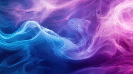 Ethereal Swirls of Colorful Smoke Blending in Beautiful Hues of Purple, Pink, and Blue Creating a Dreamlike Atmospheric Background for Artistic Designs
