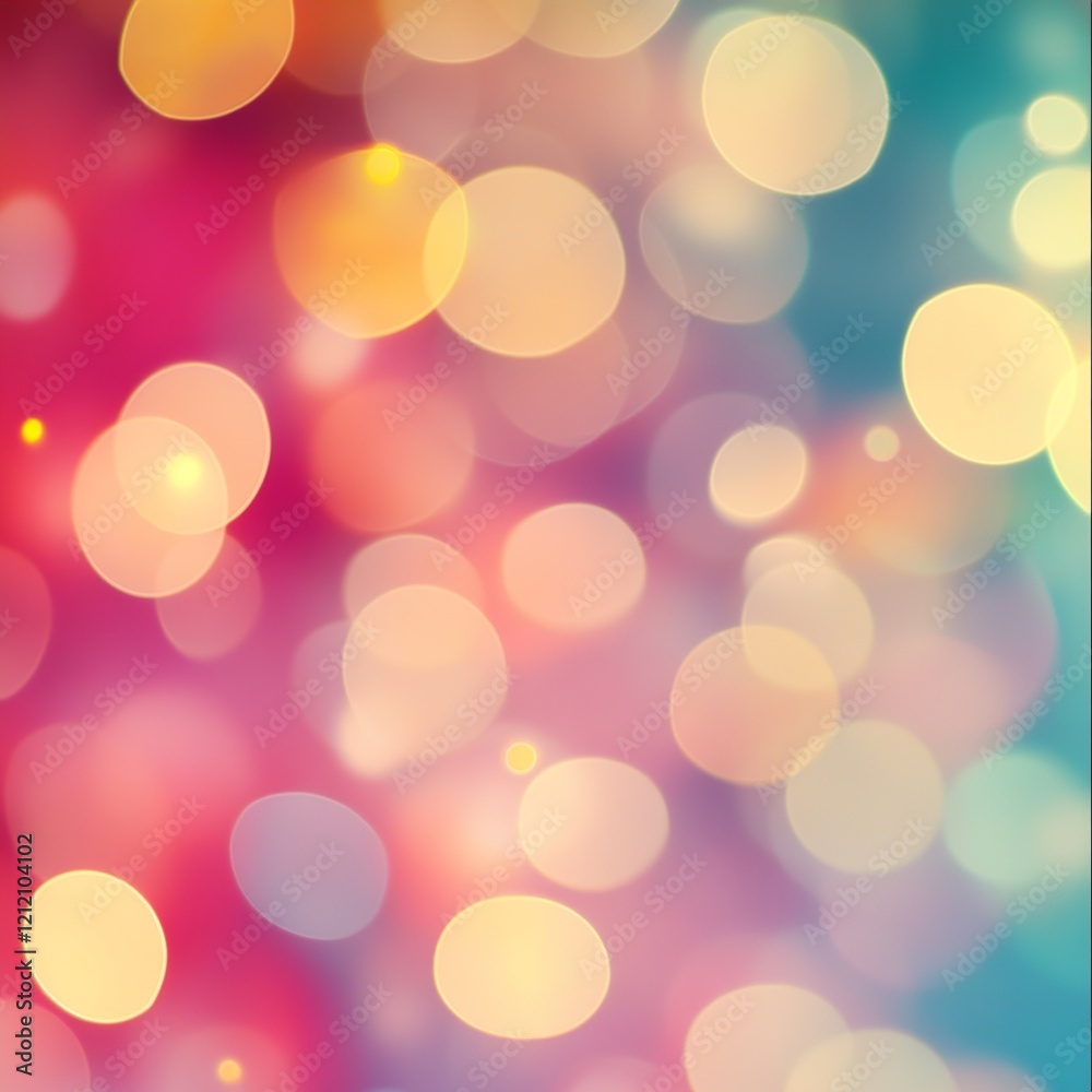 Poster a soft bokeh effect blending warm and cool tones, forming a dreamy, colorful background perfect for 
