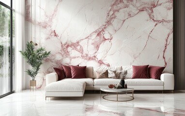 Elegant marble pattern in soft blush pink and wine red, perfect for a romantic theme
