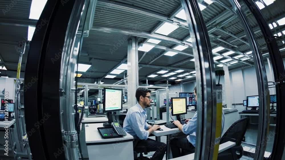 Aufkleber high-tech laboratory showcasing advanced robotics and automation in a controlled environment