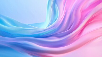Naklejka premium Soft Waves of Fabric Flowing Gently in Gradient Shades of Blue and Pink, Creating a Serene and Dreamy Visual Experience for Backgrounds and Textures