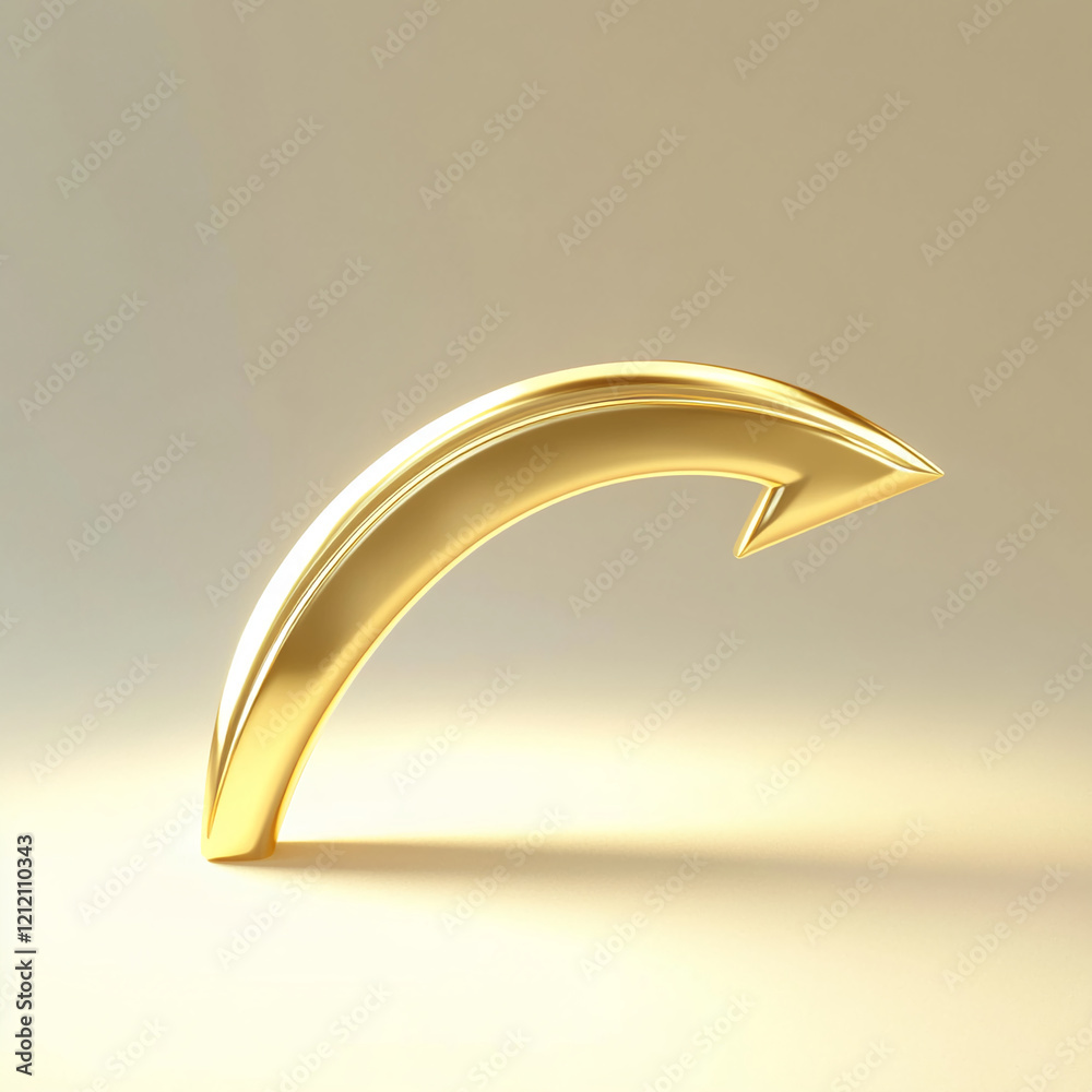 Poster Golden Curved Arrow on Soft Gradient Background for Directional Concept