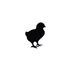 Chick silhouette on a white background. Silhouette of a chick.