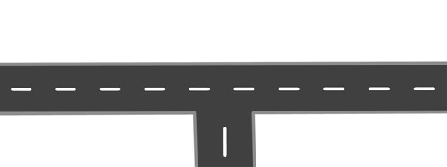Fototapeta premium Highway intersection vector illustration, Asphalt road lane isolated on white background