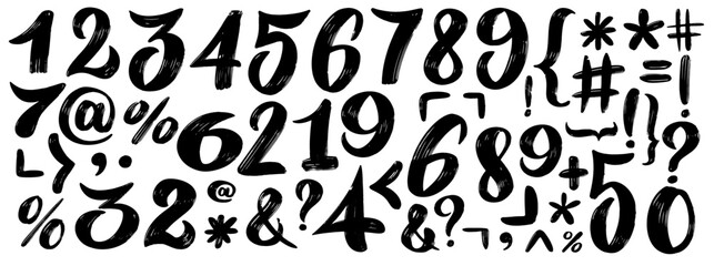 Fototapeta premium Set of uppercase numbers. Vector background used for school, magazine, wrapping paper, fabric, web pages and prints. Vector grunge binary data and streaming binary code background. Numbers set