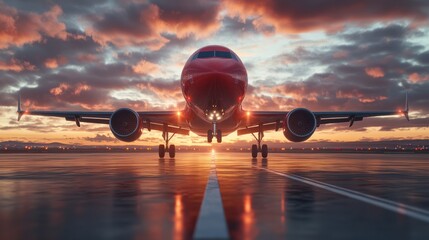 Majestic Airplane at Sunset on Runway