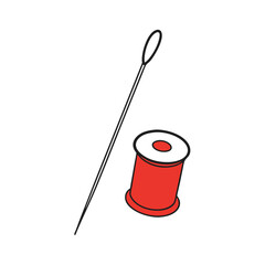 needle and thread isolated on white vector illustration