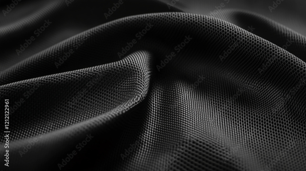 Poster Black Textured Fabric with Smooth Folds and Elegant Patterns