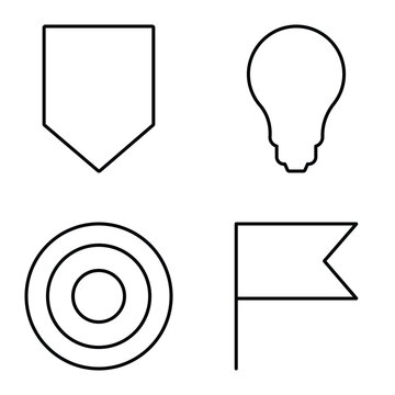 Simple Shapes Flat Icon Set Isolated On White Background