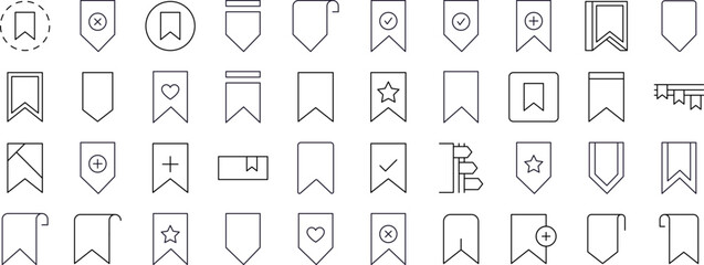 Bookmark Line Icon Pack. Minimalistic Linear Pictogram for Web and Graphic Design, Apps, Banners, Social Network and Cards