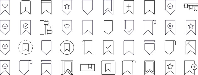 Collection of Line Icons of Bookmark. Minimalistic Linear Pictogram for Web and Graphic Design, Apps, Banners, Social Network and Cards