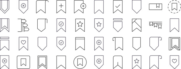 Bundle of Line Icons of Bookmark. Minimalistic Linear Pictogram for Web and Graphic Design, Apps, Banners, Social Network and Cards