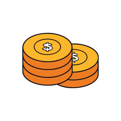 coins isolated on white vector illustration