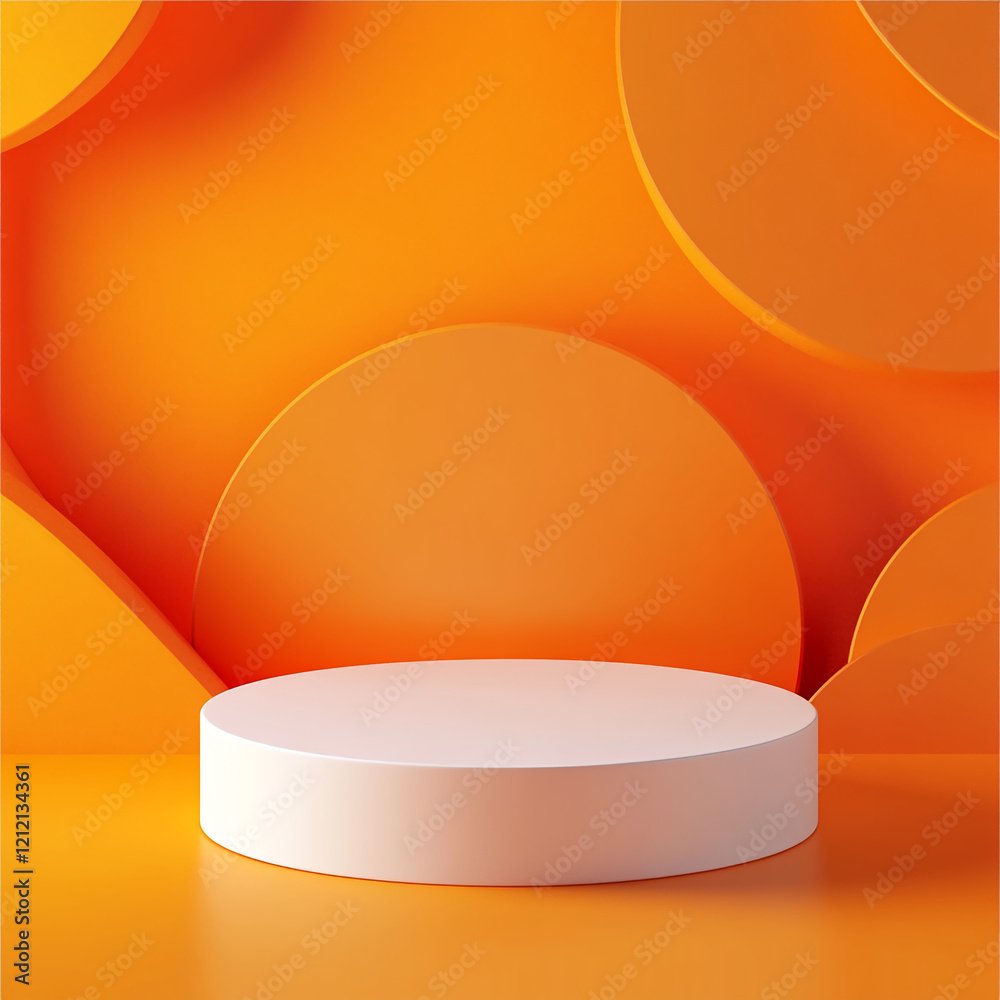 Aufkleber Orange Podium with Circular Background for Display and Mockup Design
