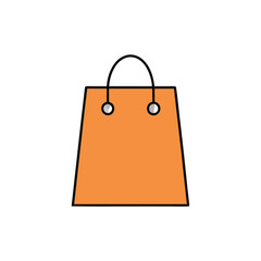 orange shopping bag isolated on white vector illustration