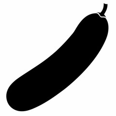 Stylized Cucumber Outline in Black Vector