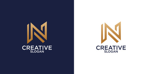 N letter liner logo design
