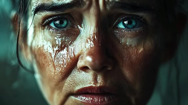 Portrait of sad and depressed woman. Mental health awareness. Match-cut stop-motion timelapse. Generative AI