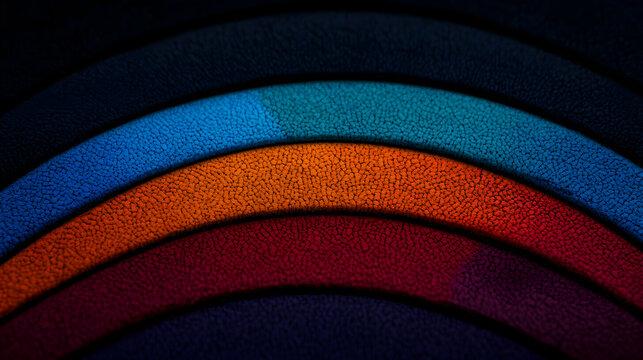 Minimal art, Semicircular shapes with a grainy texture form a colorful rainbow pattern, evoking a sense of minimal art and symbolism