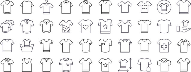 T Shirt Related Icon Set. Editable Stroke. Perfect for Web Sites, Books, Cards, Apps