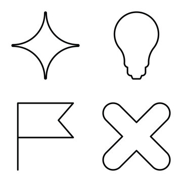 Simple Shapes Flat Icon Set Isolated On White Background