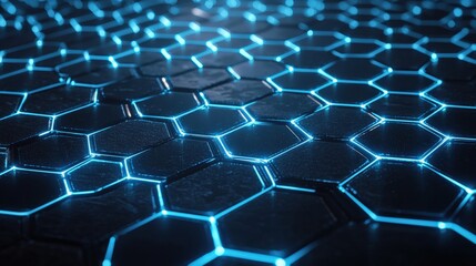 Fototapeta premium Illuminated Hexagonal Patterns Futuristic Digital Environment Technology Concept Abstract Visuals Close-Up View